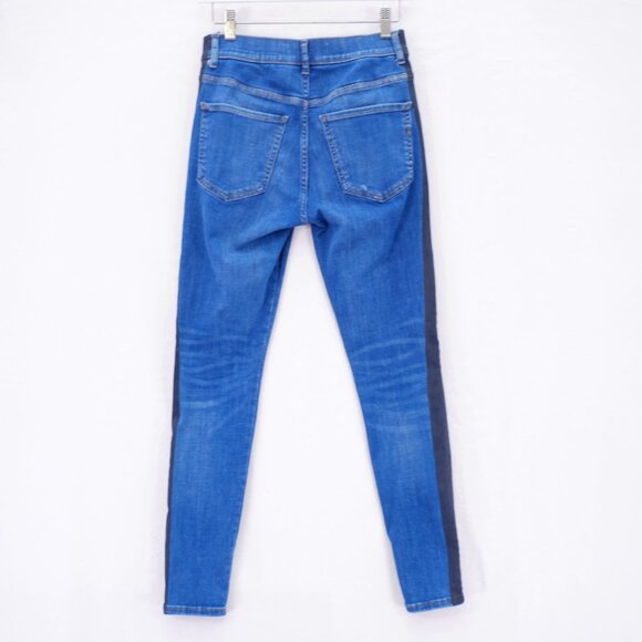 Express Grip Tape Striped Blue Denim Jeans Ankle Legging High Rise -6R- 27 / 28 - Picture 4 of 7